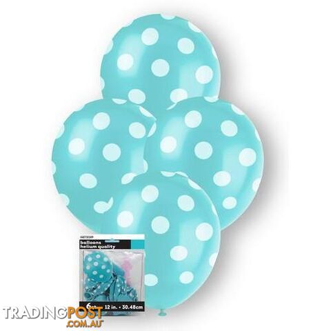 Dots Caribbean Teal 6 x 30cm (12) Balloons - 9311965575962