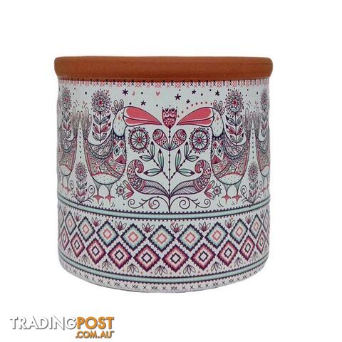 Mosaic Terracotta Bird Design Pot - 800366