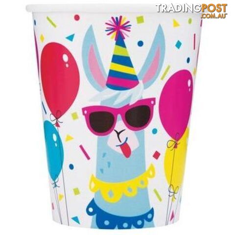 Llama Birthday 8 x 270mL (9oz) Paper Cups - 011179732265