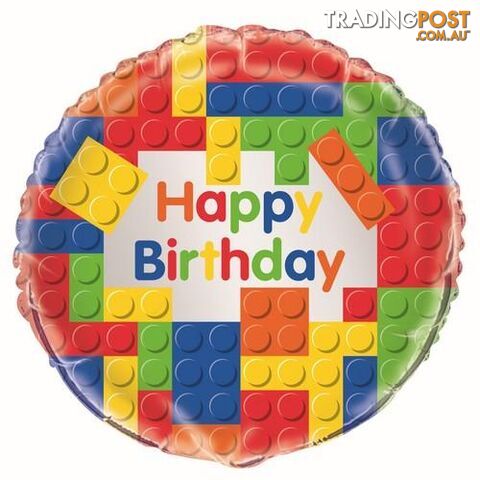Building Blocks Birthday 45cm (18) Foil Balloon Packaged - 011179582471