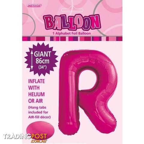 Hot Pink R Alphabet Foil Balloon 86cm (34) - 9311965431473