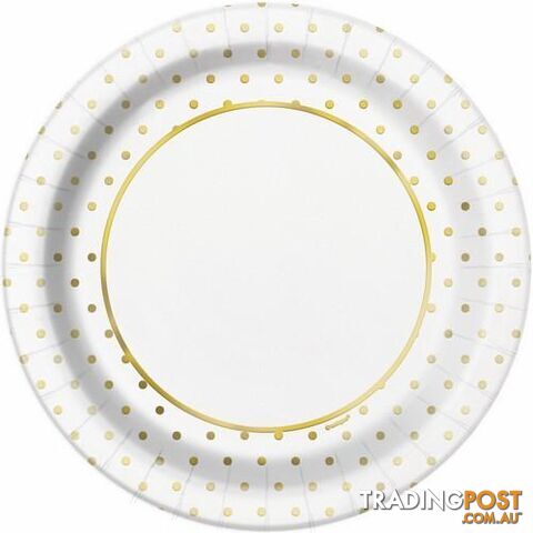 Foil Stamped Mini Dots Gold 8 x 23cm (9) Paper Plates - 011179725755