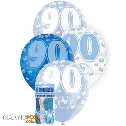 Glitz Blue 6 x 30cm (12) Latex Balloons - 90 - 011179809233