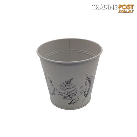 Round Pot Leaf Print Cream 16cm - 800583
