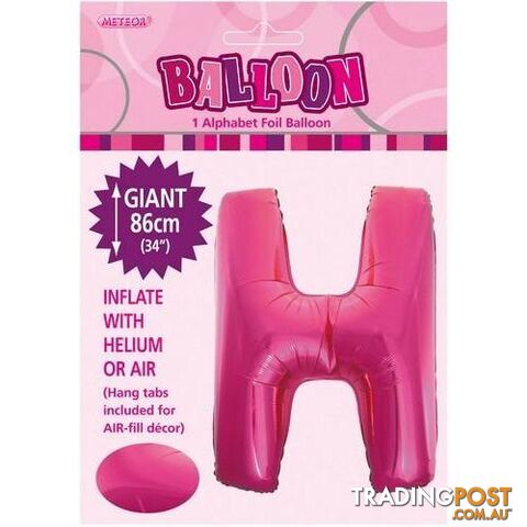 Hot Pink H Alphabet Foil Balloon 86cm (34) - 9311965431374