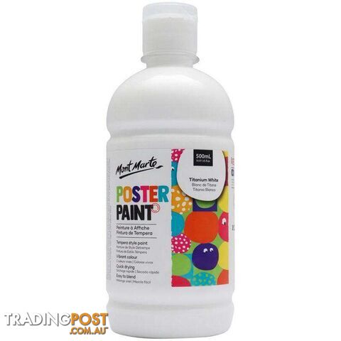 Mont Marte Poster Paint Titanium White 500ml - 9328577019012