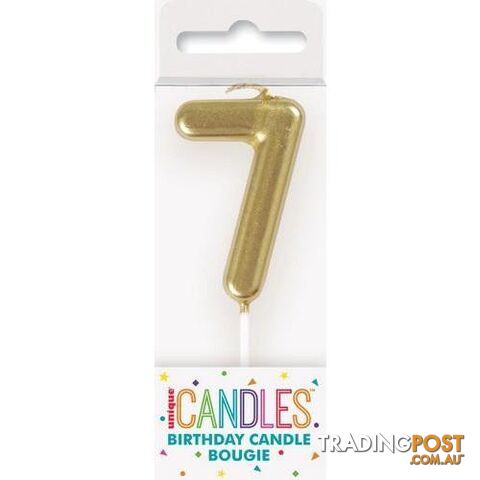 Mini Gold Numeral Pick Candles - 7 - 011179199570