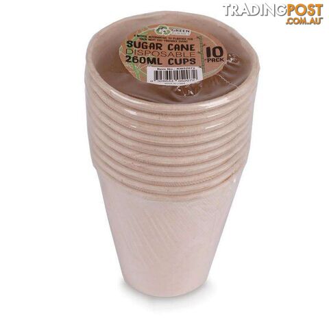 Sugar Cane Party Disposable Cups 260mL 10 Pack - 9328644052072