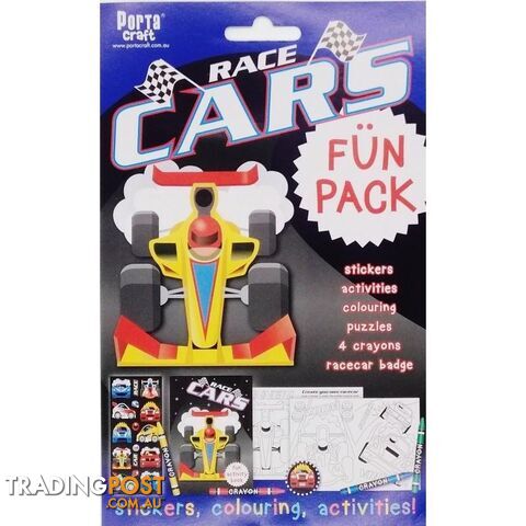 Race Cars Fun Pack Stickers Colouring and Activities - 9332365143902