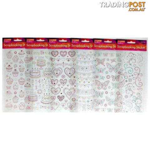 Scrapbooking Sticker Themed Glitter Pack of 6 - 900033