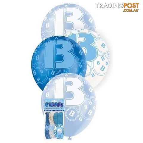 Glitz Blue 6 x 30cm (12) Latex Balloons - 13 - 011179809158