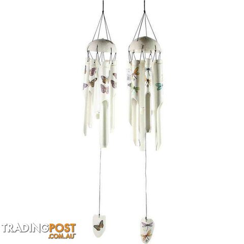 White Bamboo Insect Wind Chime 6 Tubes - 9319844572811