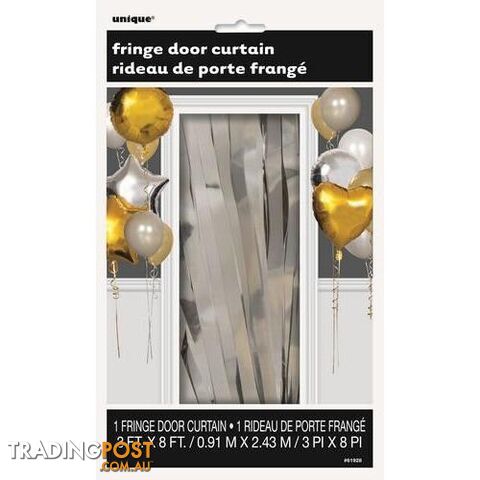 Fringe Door Curtain 091m W x 245m L 3 x 8 Silver - 011179619283