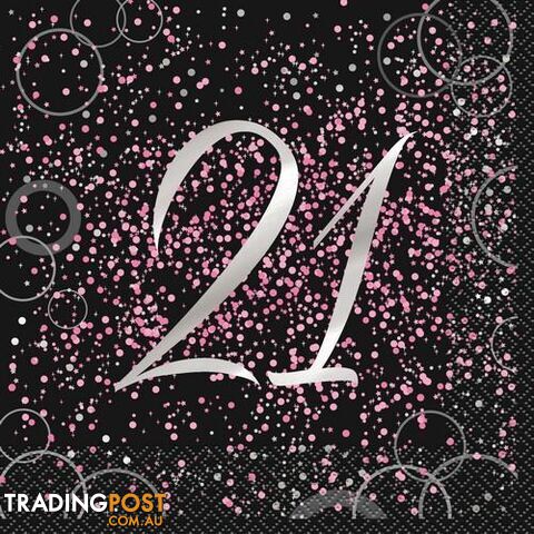 Glitz Pink 16 Foil Stamped 21 Luncheon Napkins 2ply 33cm x 33cm (13 x 13) -...