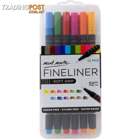 Fineliner Marker Soft Grip 12pce - 9328577030512
