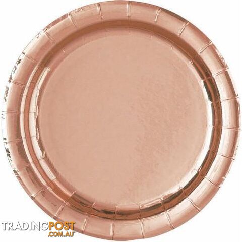 Rose Gold 8 x 18cm (7) Round Paper Plates - 011179534746