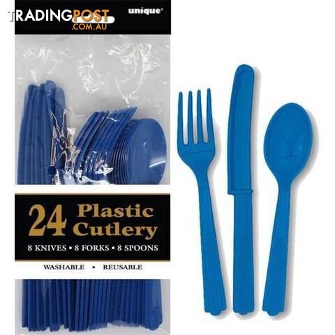 Royal Blue 24 Assorted Cutlery - 011179314942