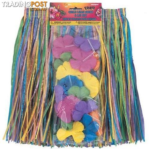 Luau Child Hula Skirt and Lei Set - 011179192212
