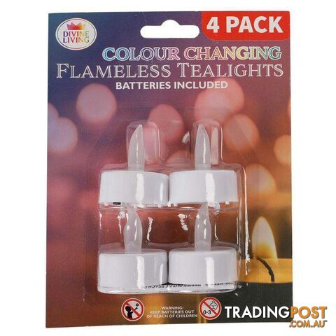 Colour Changing Flameless Tealights 4 Pk - 9328644029838
