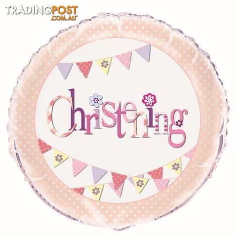 Christening Pink 45cm (18) Foil Balloon Packaged - 011179520473
