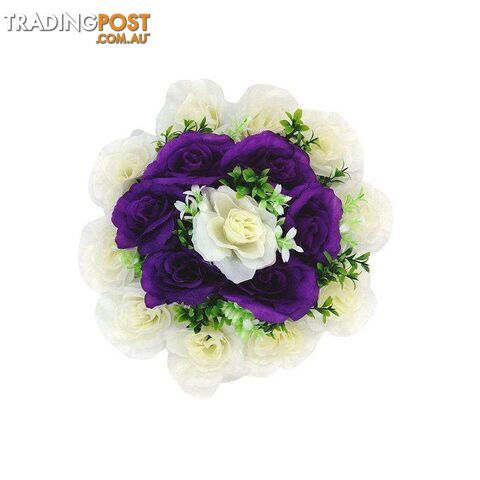 Artificial Flowers Wreath White & Purple Med 25cm - 800329