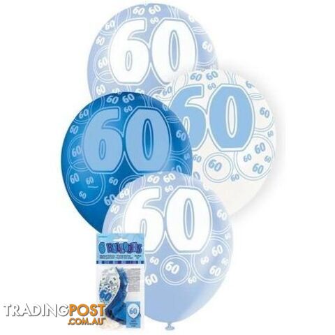 Glitz Blue 6 x 30cm (12) Latex Balloons - 60 - 011179808878