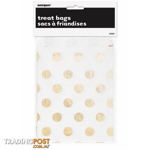Foil Dots Gold 8 Treat Bags 183cm H x 133cm W 72 x 52 - 011179628810