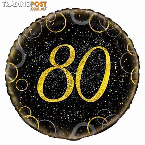 Glitz Gold 80th Birthday 45cm (18) Foil Balloon Packaged - 011179558391