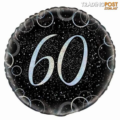 Glitz Silver 60th Birthday 45cm (18) Foil Balloon Packaged - 011179558247