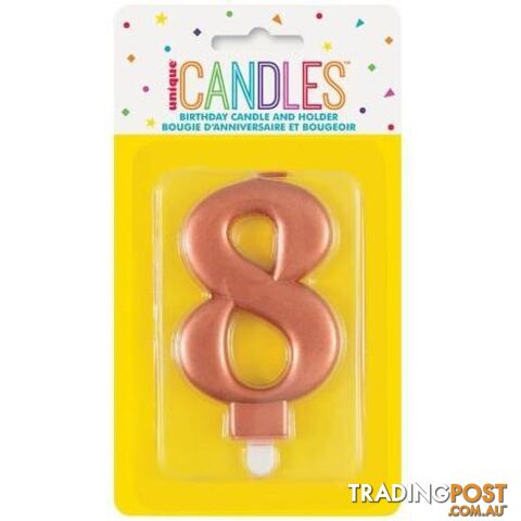 Numeral Candle 8 - Metallic Rose Gold - 011179196289
