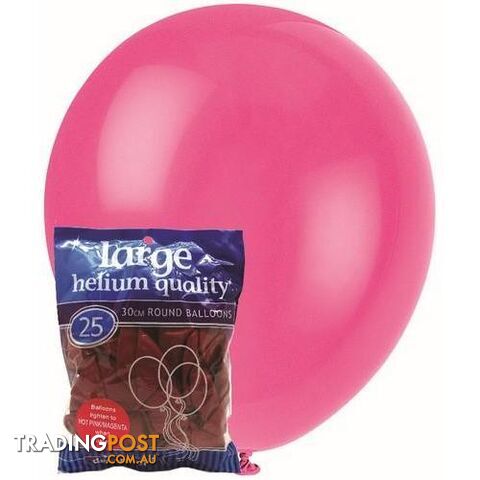 Hot Pink - 25 x 30cm (12) Decorator Balloons - 9311965025450