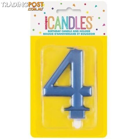 Numeral Candle 4 - Metallic Blue - 011179196142