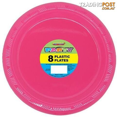 Hot Pink 8 x 23cm (9) Plastic Plates - 9311965320920