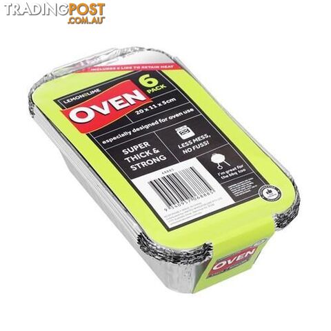 Rectangular Foil Oven Trays with Lids 20x11x5cm 6Pk - 9340957068885