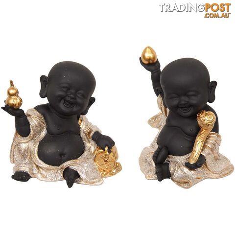 Buddha in Cream & Gold Robe 13cm 2 Assorted Poses - 9319844612272