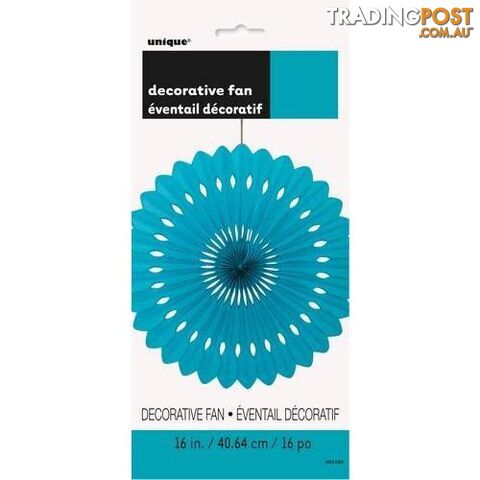 Decorative Fan Caribbean Teal 40cm (16) - 011179631933