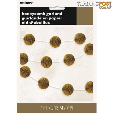 Honeycomb Ball Garland 2.13m (7) - Gold - 011179633852