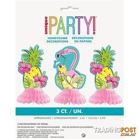 Summer Pineapple & Flamingo 3 Mini Honeycombs 15.2cm (6) - 011179726981