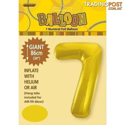 Gold 7 Numeral Foil Balloon 86cm (34) - 9311965483175