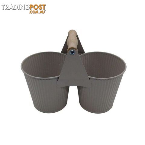 Double Bucket with Handle Cream 22x11x17cm - 800586