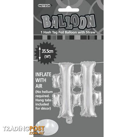 Silver # Alphabet Foil Balloon 35cm (14) - 9311965447078