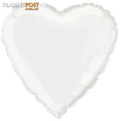 White Heart 45cm (18) Foil Balloon Packaged - 011179529612