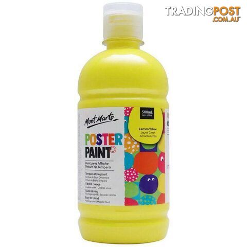 Mont Marte Poster Paint Lemon Yellow 500ml - 9328577019029