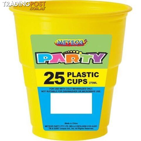 Sunflower Yellow 25 x 270ml (9oz) Plastic Cups - 9311965300861