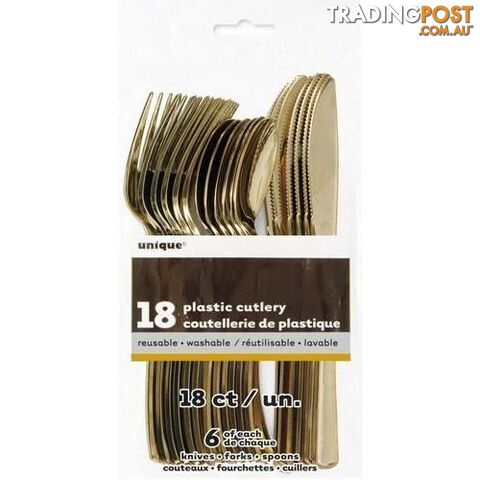 Metallic Gold 18 Assorted Cutlery - 9311965302612