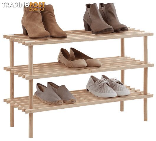 Shoe Rack 3 Tier Natural 74x26x52cm - 9337922003453