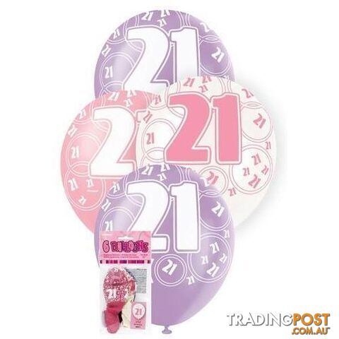 Glitz Pink 6 x 30cm (12) Latex Balloons - 21 - 011179808731