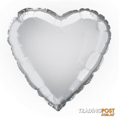 Silver Heart 45cm (18) Foil Balloon Packaged - 011179529520