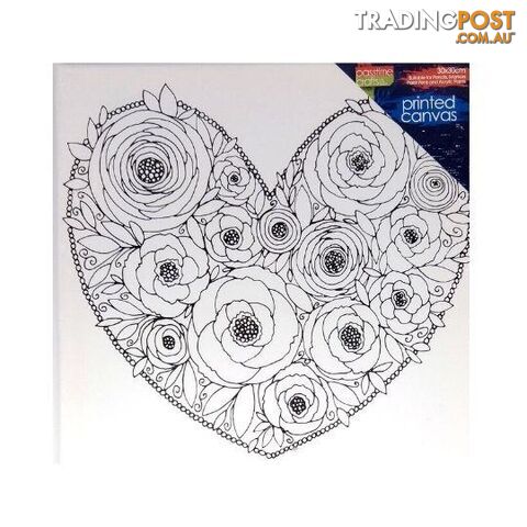 Printed Colour In Canvas 30x30cm Rose Heart - 800986