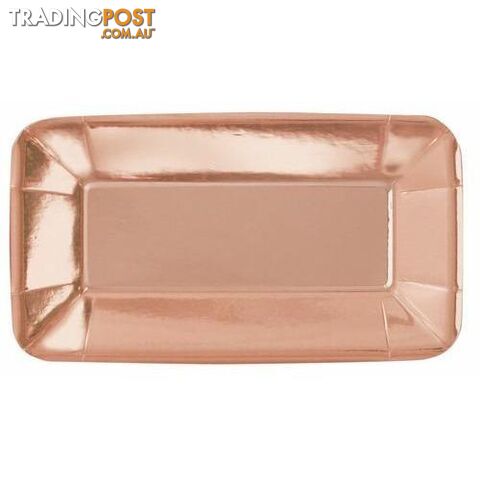Rose Gold 8 x 23cm x 13cm (9 x 5) Rectangle Appetizer Paper Plates -...